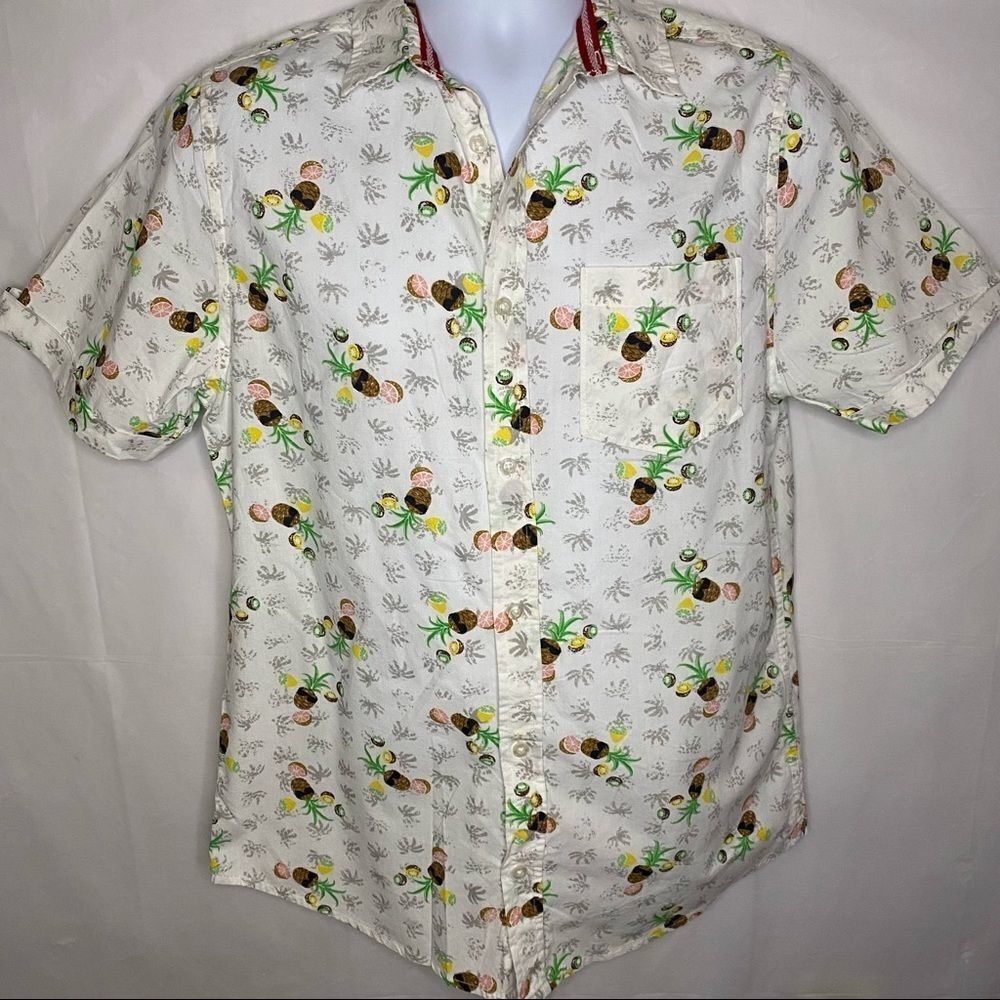 Carbon Pineapple Pattern Button Up Shirt Size S - image 1
